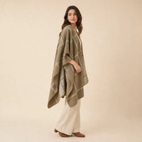 Ton poncho Cape Poncho À Carreaux Noir Et Gris