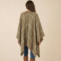 Ton poncho Cape Poncho À Carreaux Noir Et Gris