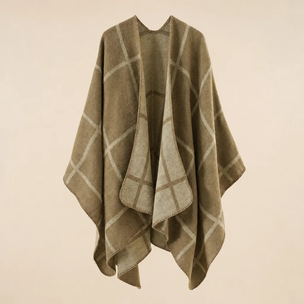 Ton poncho Cape Poncho À Carreaux Noir Et Gris