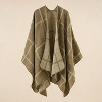 Ton poncho Cape Poncho À Carreaux Noir Et Gris