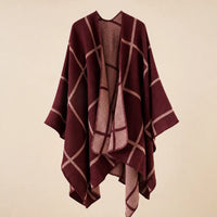 Ton poncho Cape Poncho À Carreaux Noir Et Gris