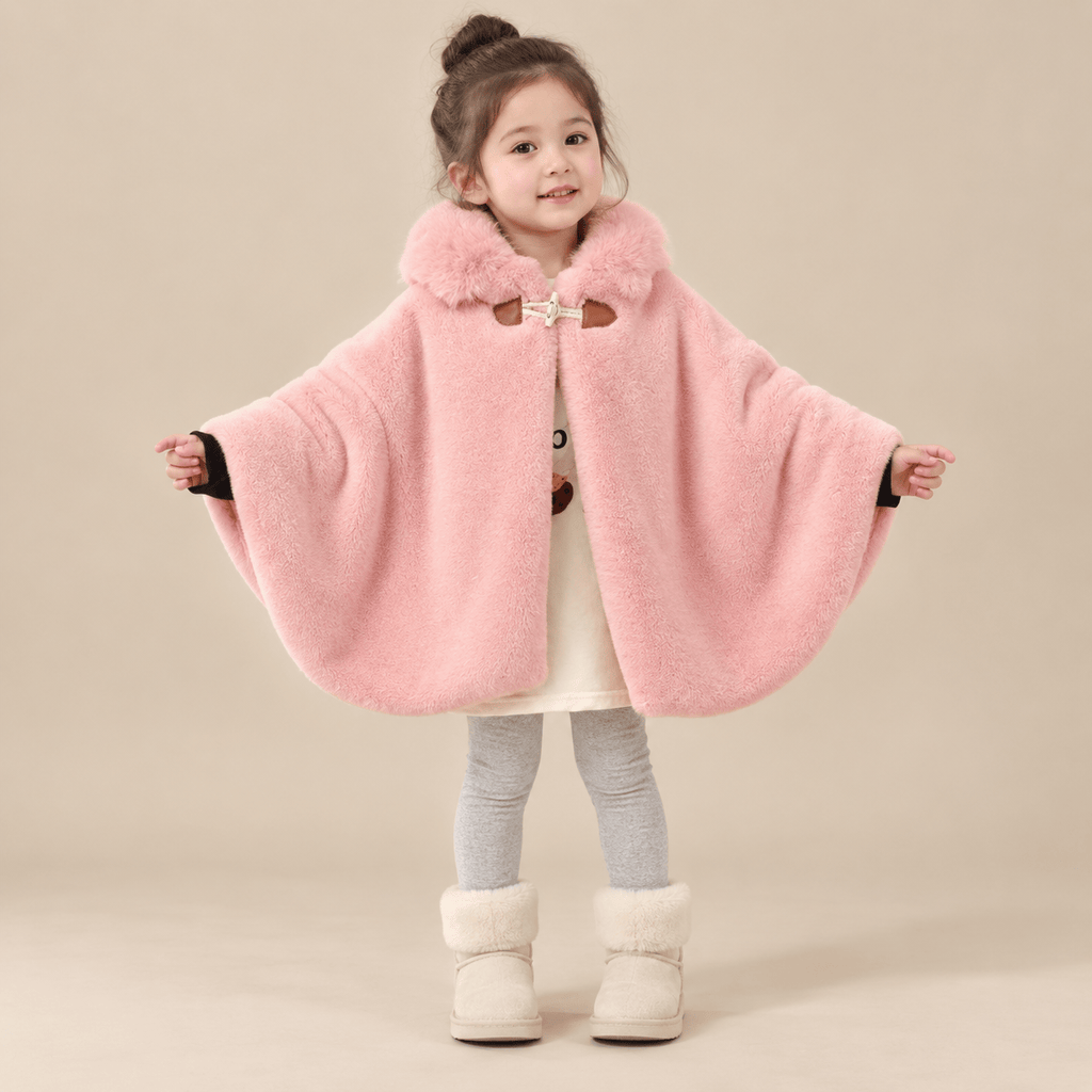 Ton poncho Cape Poncho En Fausse Fourrure À Capuche