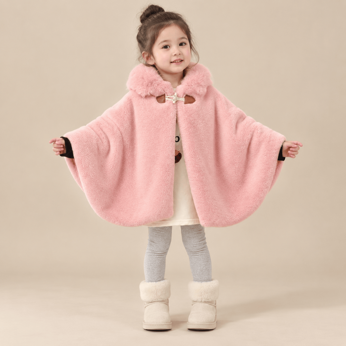 Ton poncho Cape Poncho En Fausse Fourrure À Capuche