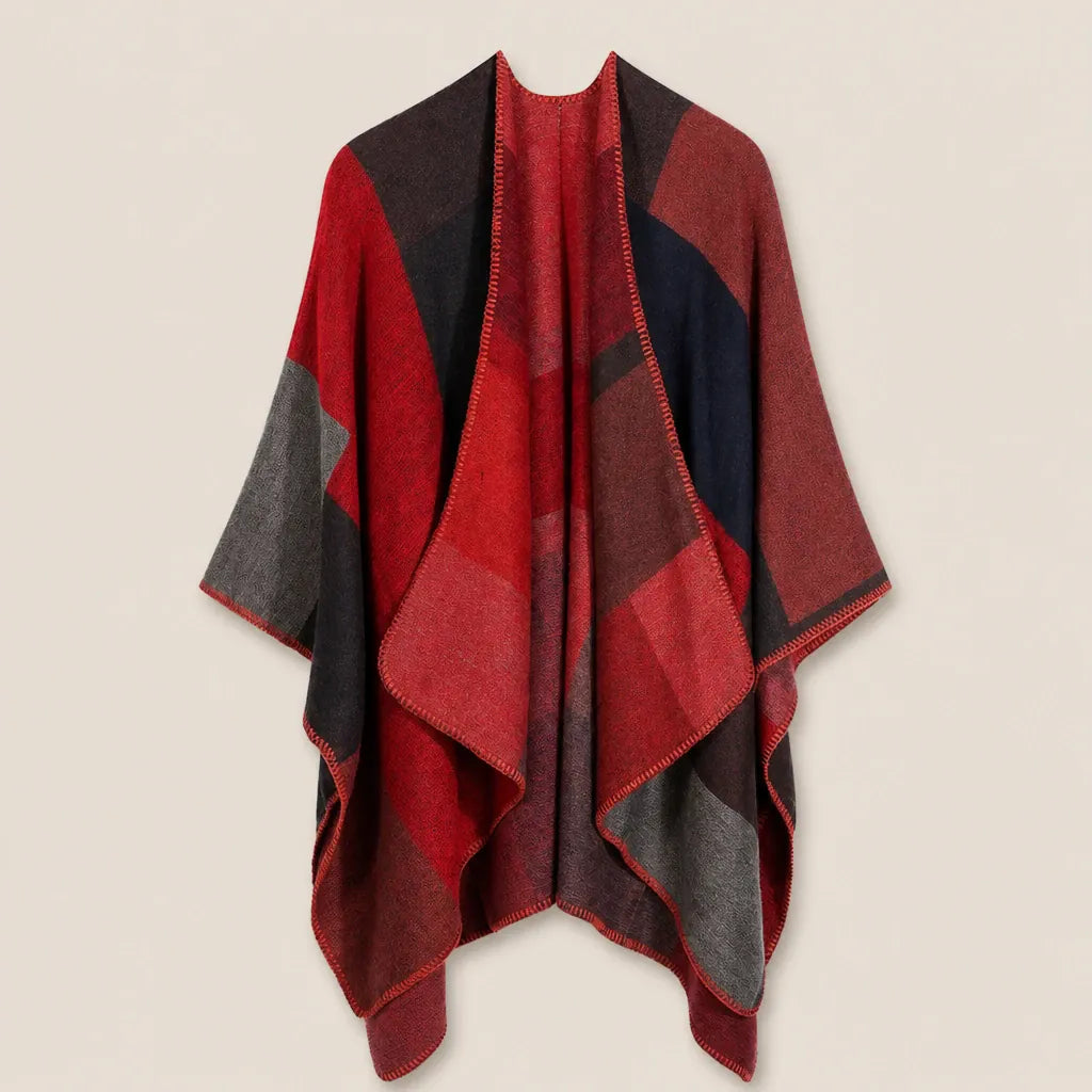 Ton poncho Cape Poncho Imitation Cachemire À Carreaux