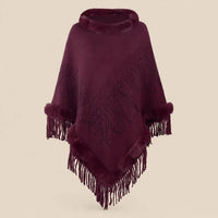 Ton poncho Manteau Poncho Femme Col Fausse Fourrure À Franges