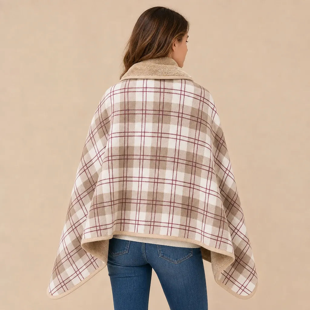 Ton poncho Plaid Poncho À Carreaux Double Couche