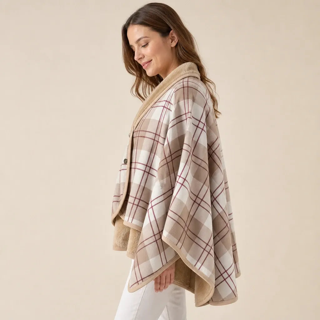 Ton poncho Plaid Poncho À Carreaux Double Couche