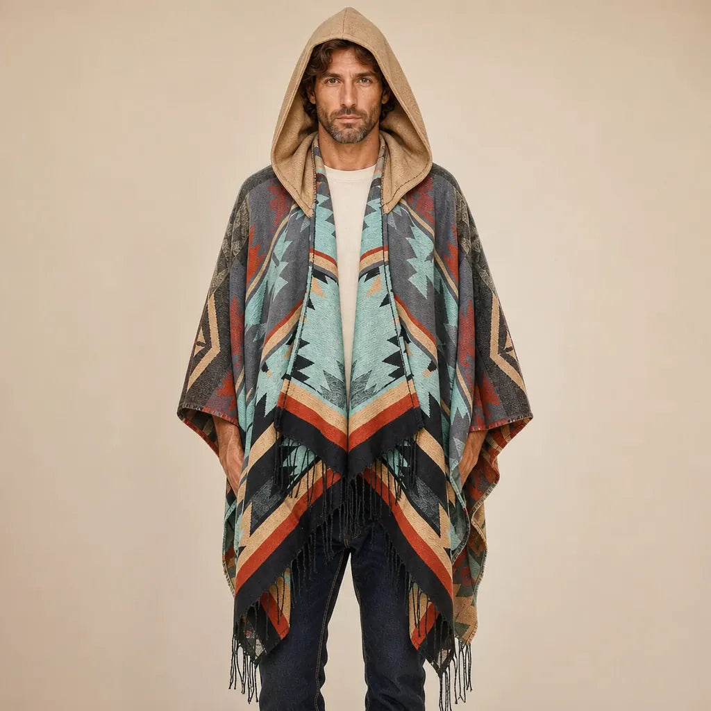 Ton poncho Poncho À Capuche En Acrylique À Franges