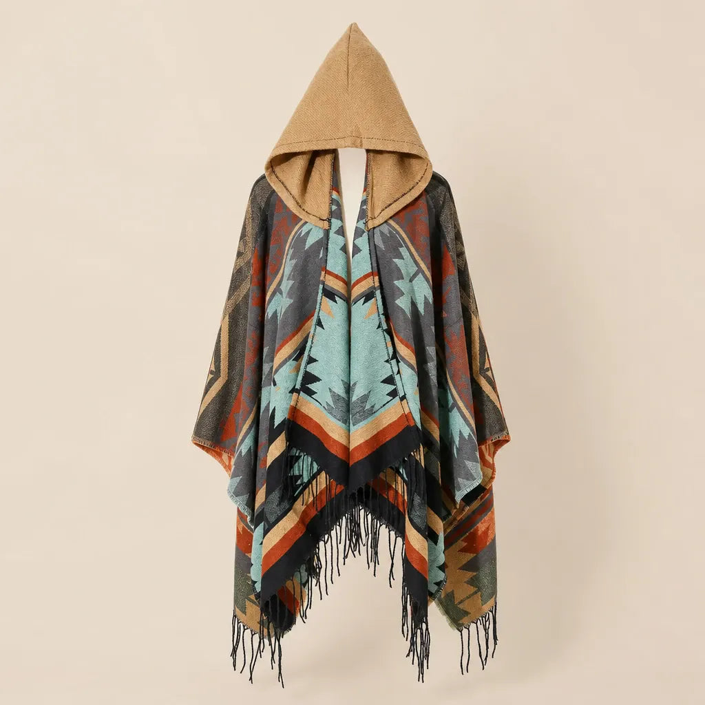 Ton poncho Poncho À Capuche En Acrylique À Franges