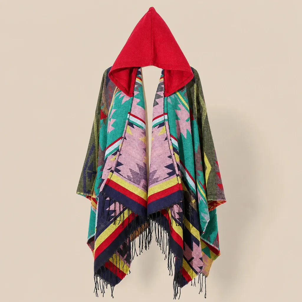 Ton poncho Poncho À Capuche En Acrylique À Franges