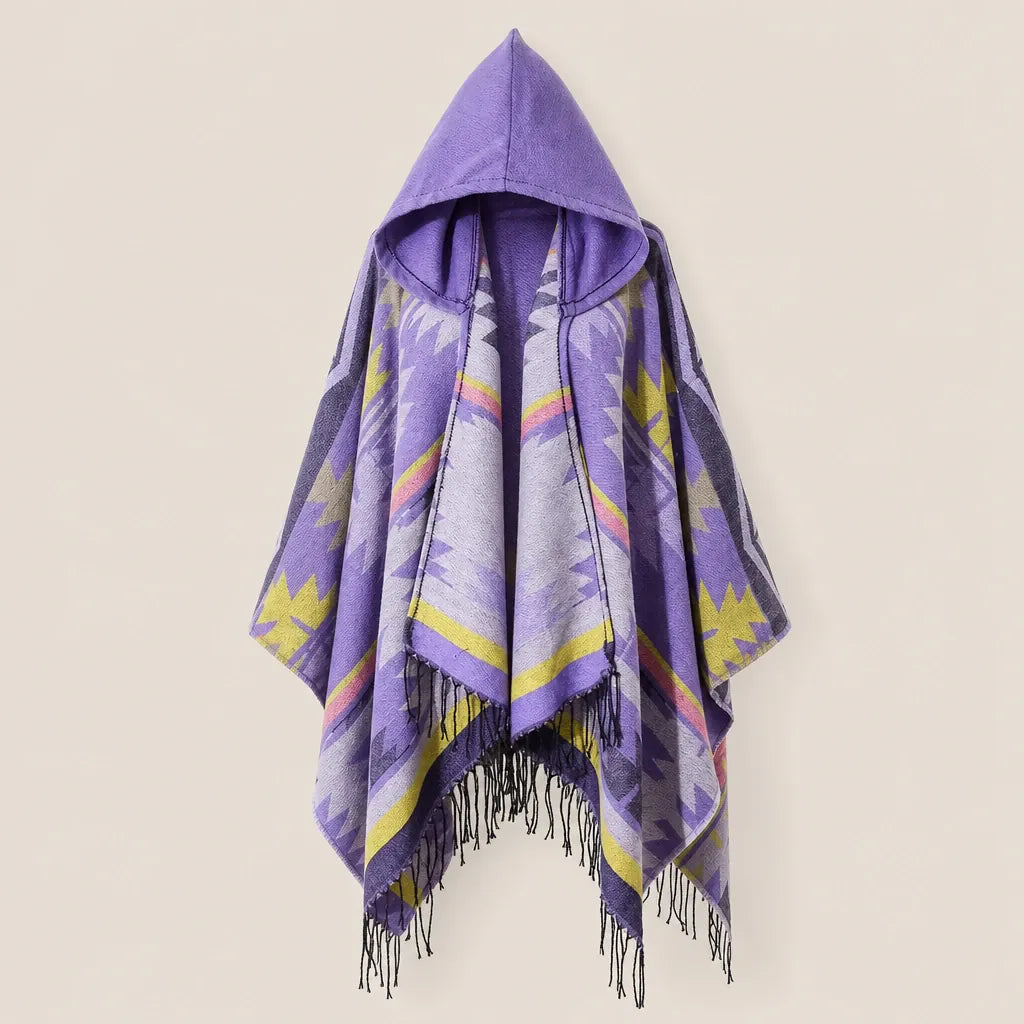 Ton poncho Poncho À Capuche En Acrylique À Franges
