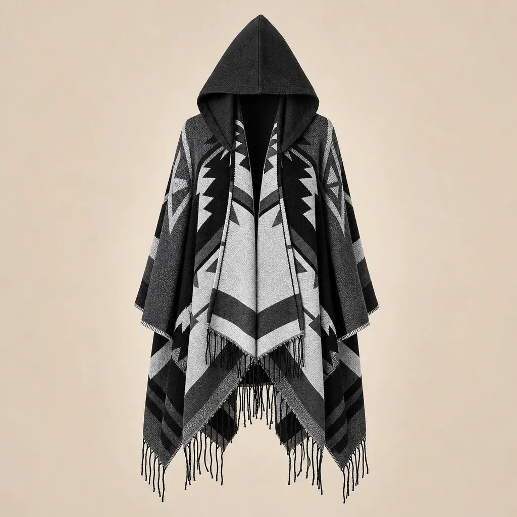 Ton poncho Poncho À Capuche En Acrylique À Franges