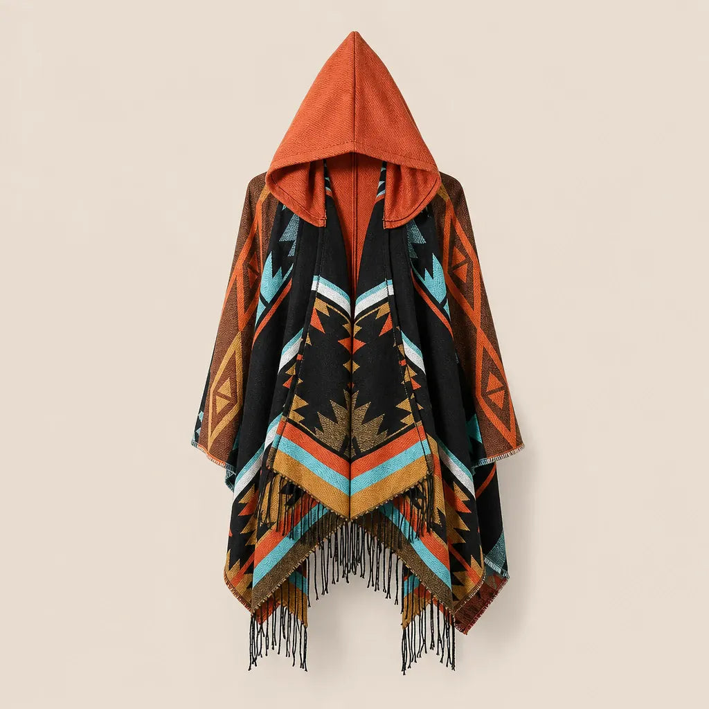 Ton poncho Poncho À Capuche En Acrylique À Franges