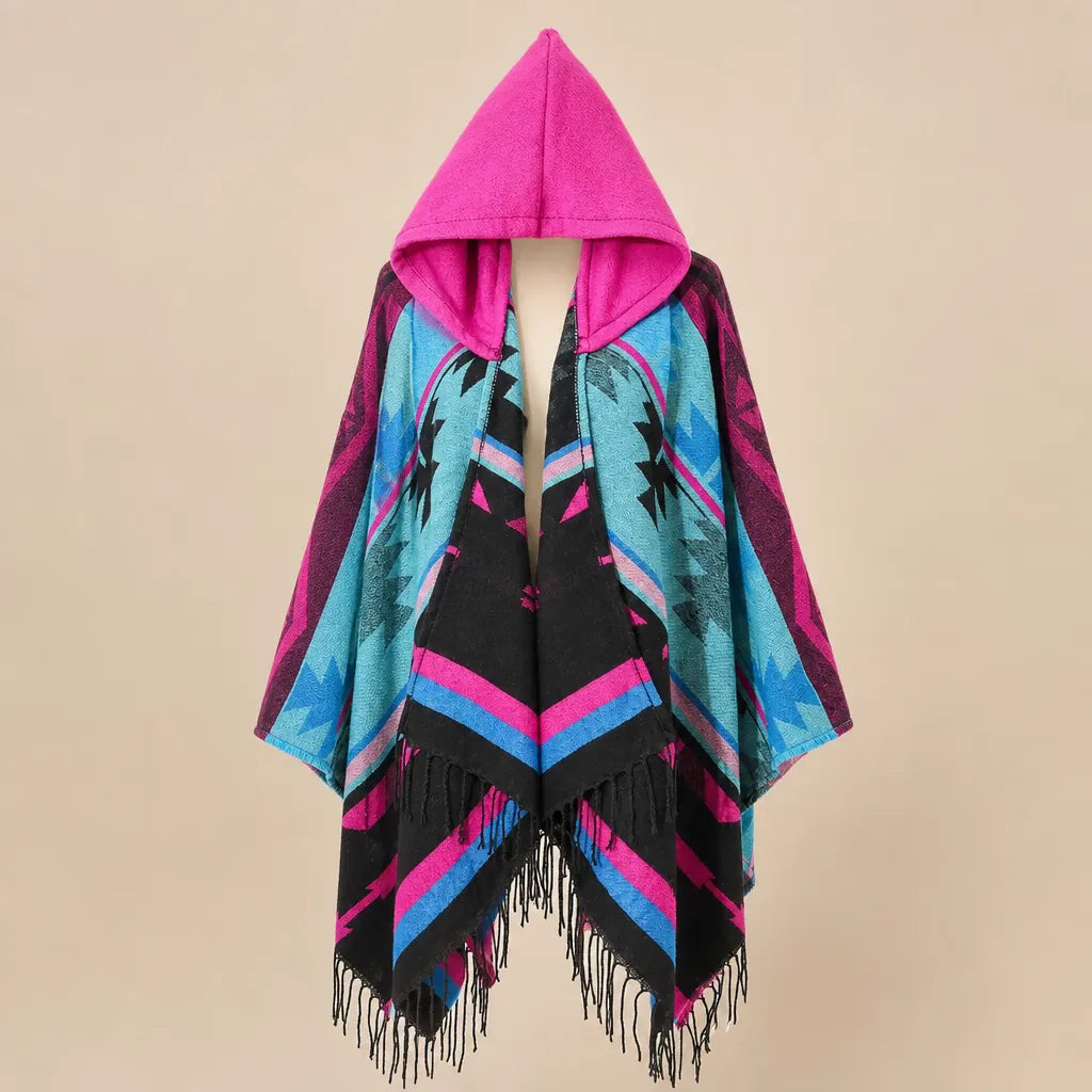 Ton poncho Poncho À Capuche En Acrylique À Franges
