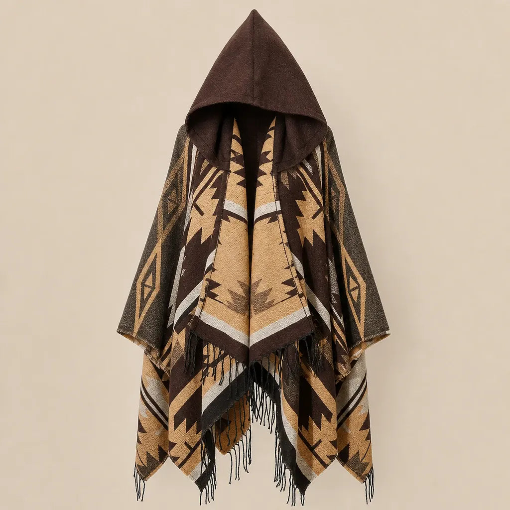 Ton poncho Poncho À Capuche En Acrylique À Franges