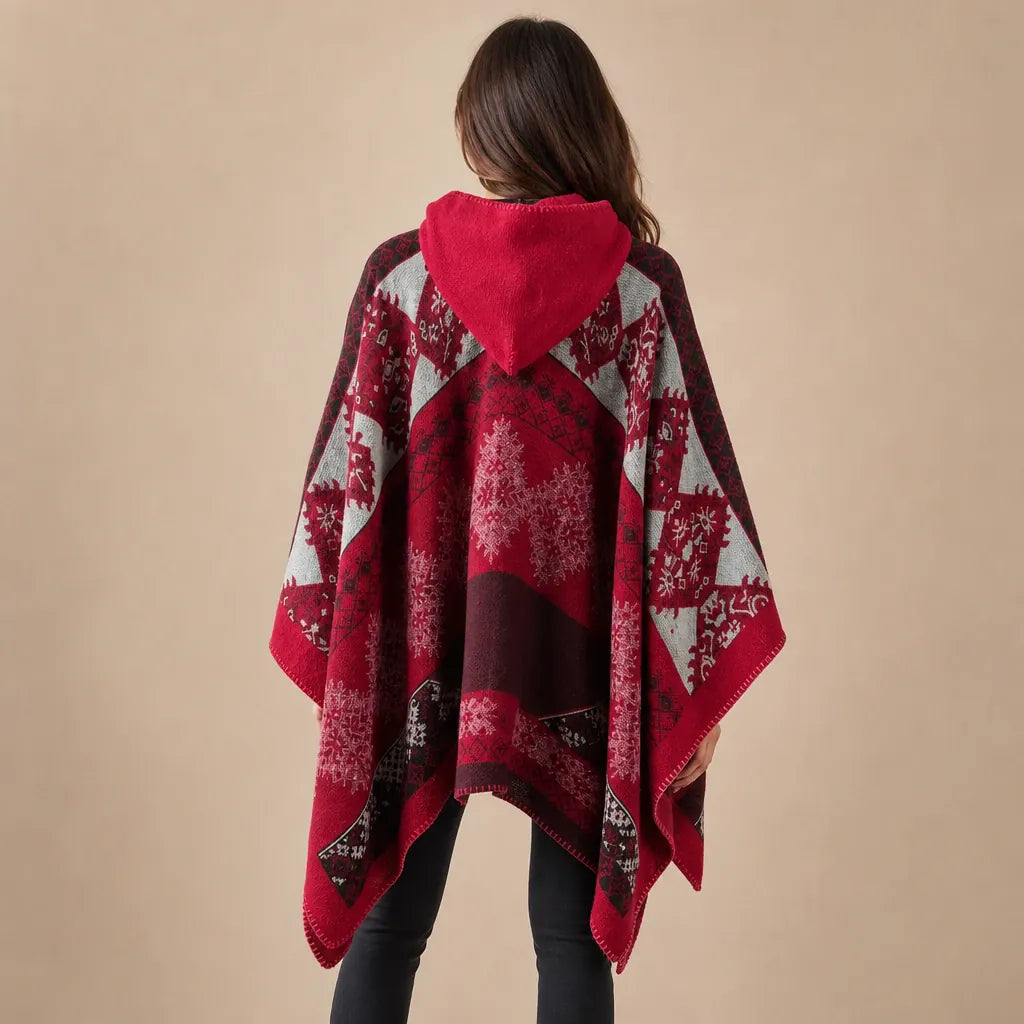 Ton poncho Poncho À Capuche En Cachemire Artificiel Motif Ethnique
