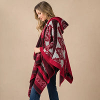 Ton poncho Poncho À Capuche En Cachemire Artificiel Motif Ethnique