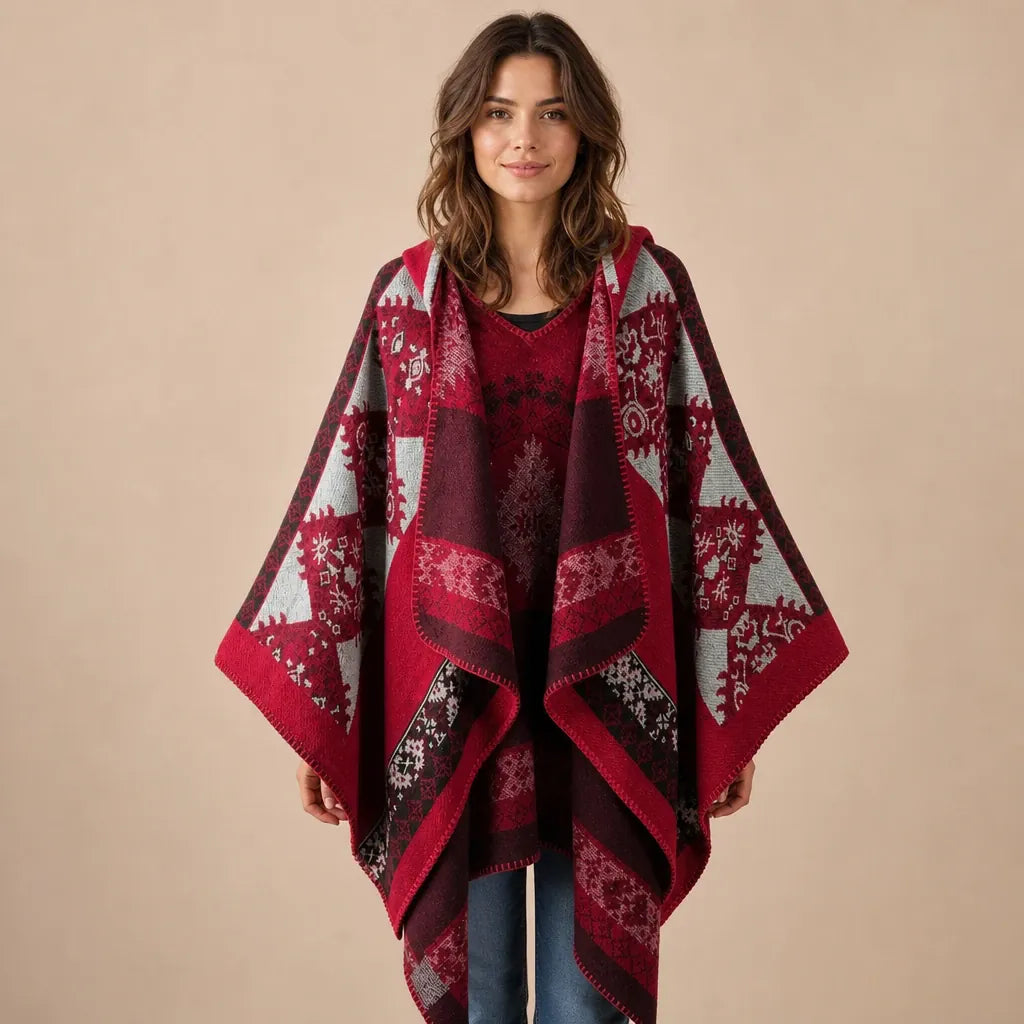 Ton poncho Poncho À Capuche En Cachemire Artificiel Motif Ethnique