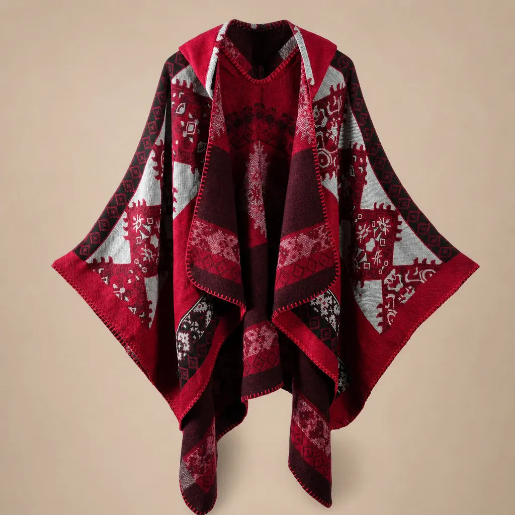 Ton poncho Poncho À Capuche En Cachemire Artificiel Motif Ethnique