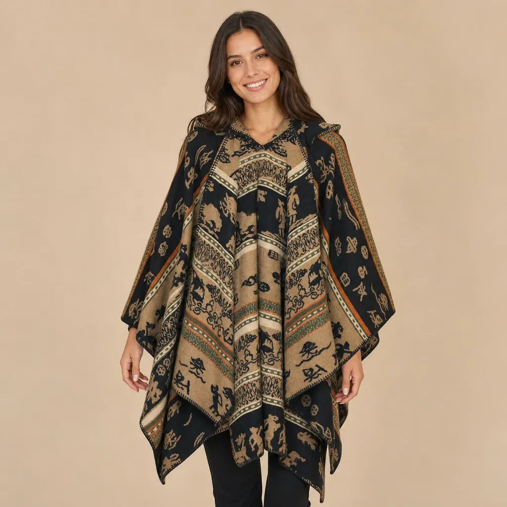 Ton poncho Poncho À Capuche Jacquard