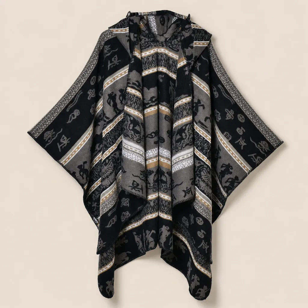 Ton poncho Poncho À Capuche Jacquard