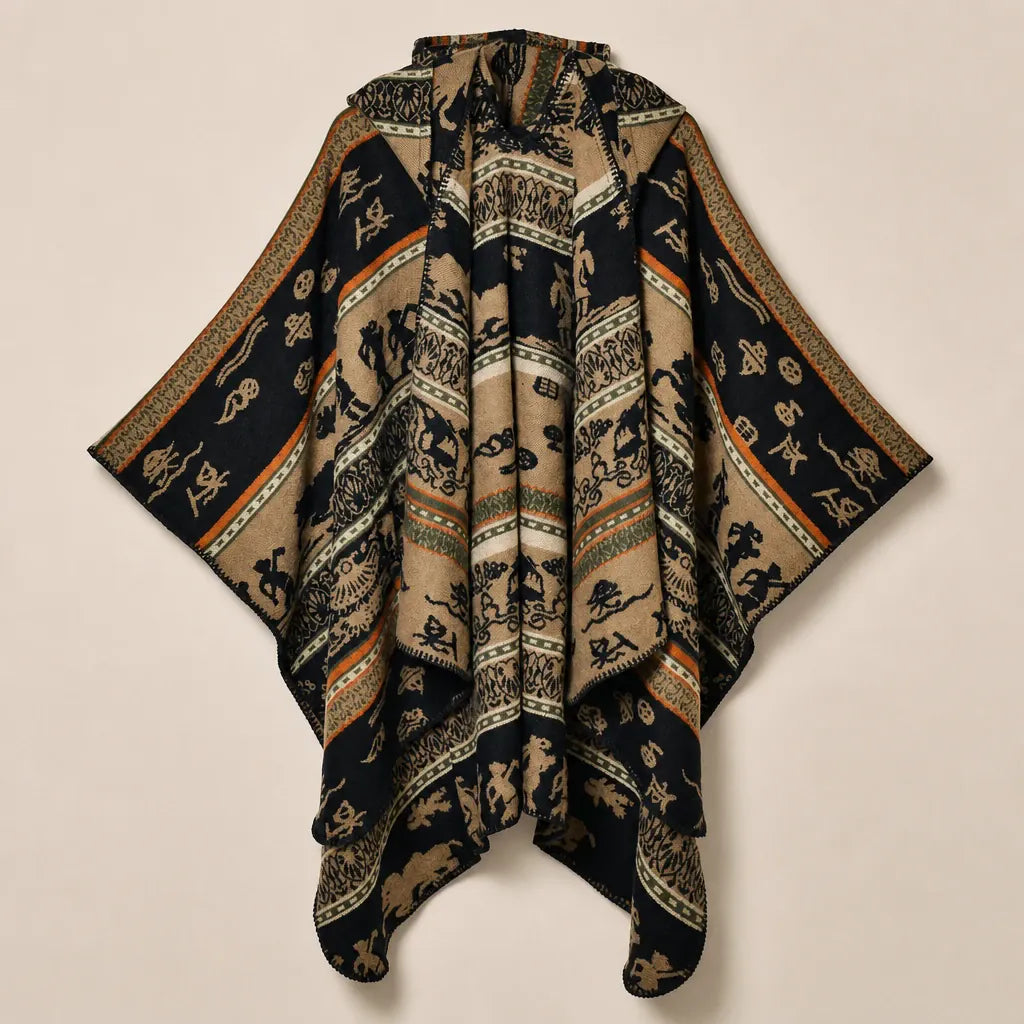 Ton poncho Poncho À Capuche Jacquard