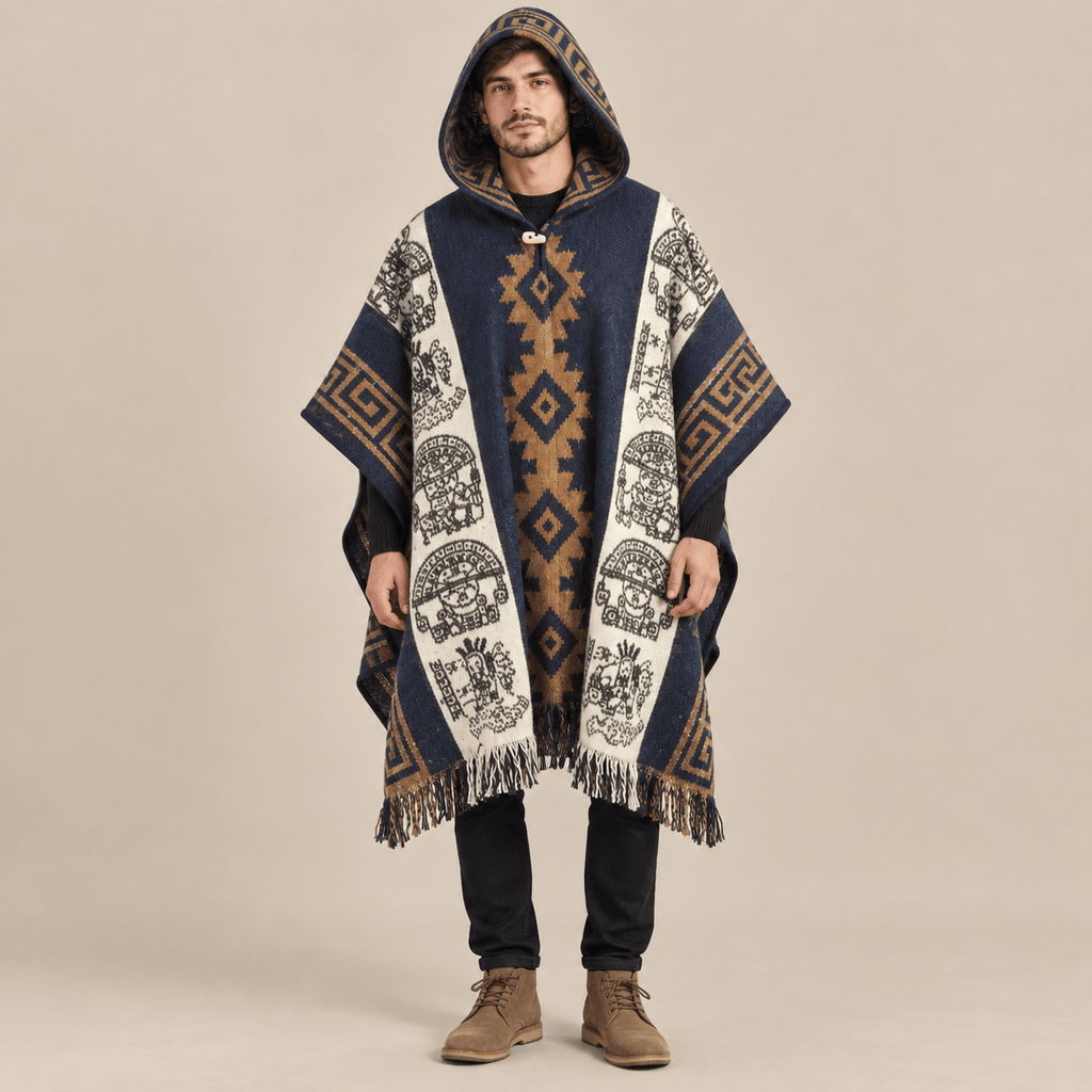 Ton poncho Poncho À Capuche Motif Ethnique