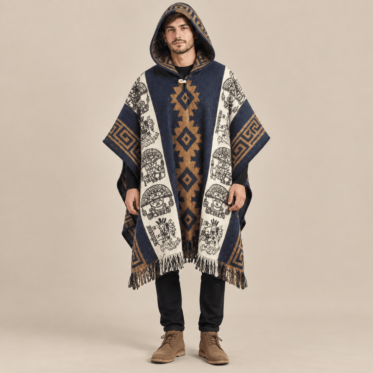 Ton poncho Poncho À Capuche Motif Ethnique
