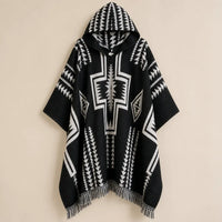 Ton poncho Poncho À Capuche Motif Ethnique