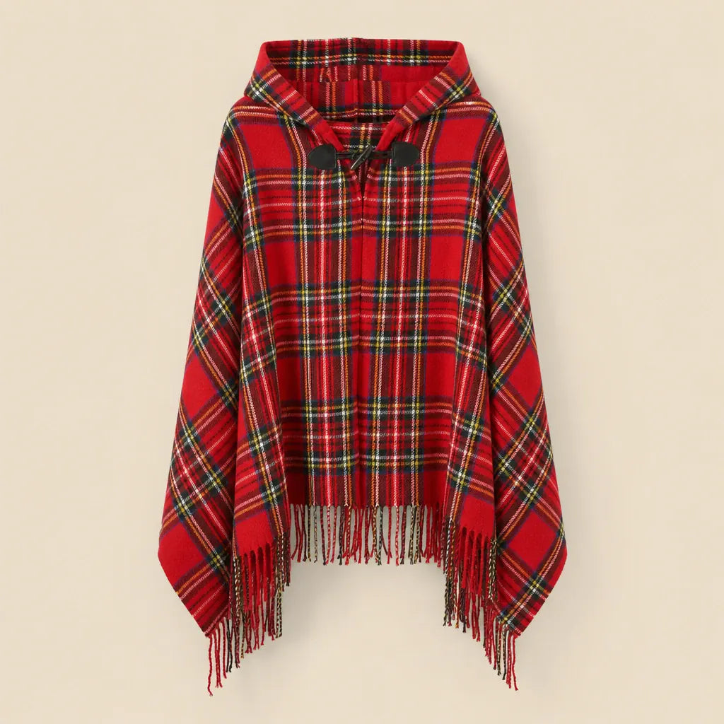 Ton poncho Poncho À Capuche Rouge Femme À Franges
