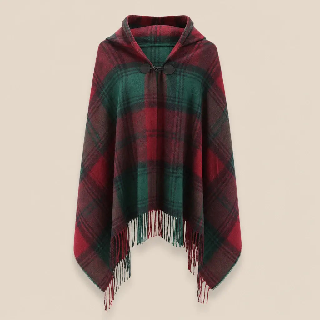 Ton poncho Poncho À Capuche Rouge Femme À Franges