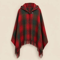 Ton poncho Poncho À Capuche Rouge Femme À Franges