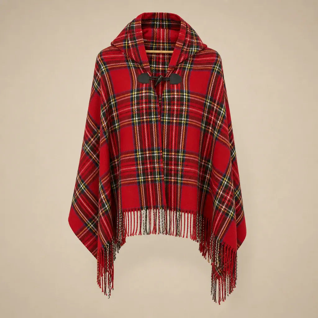 Ton poncho Poncho À Capuche Rouge Femme À Franges