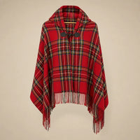 Ton poncho Poncho À Capuche Rouge Femme À Franges