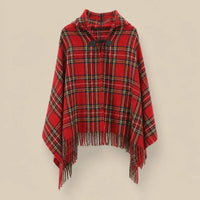 Ton poncho Poncho À Capuche Rouge Femme À Franges