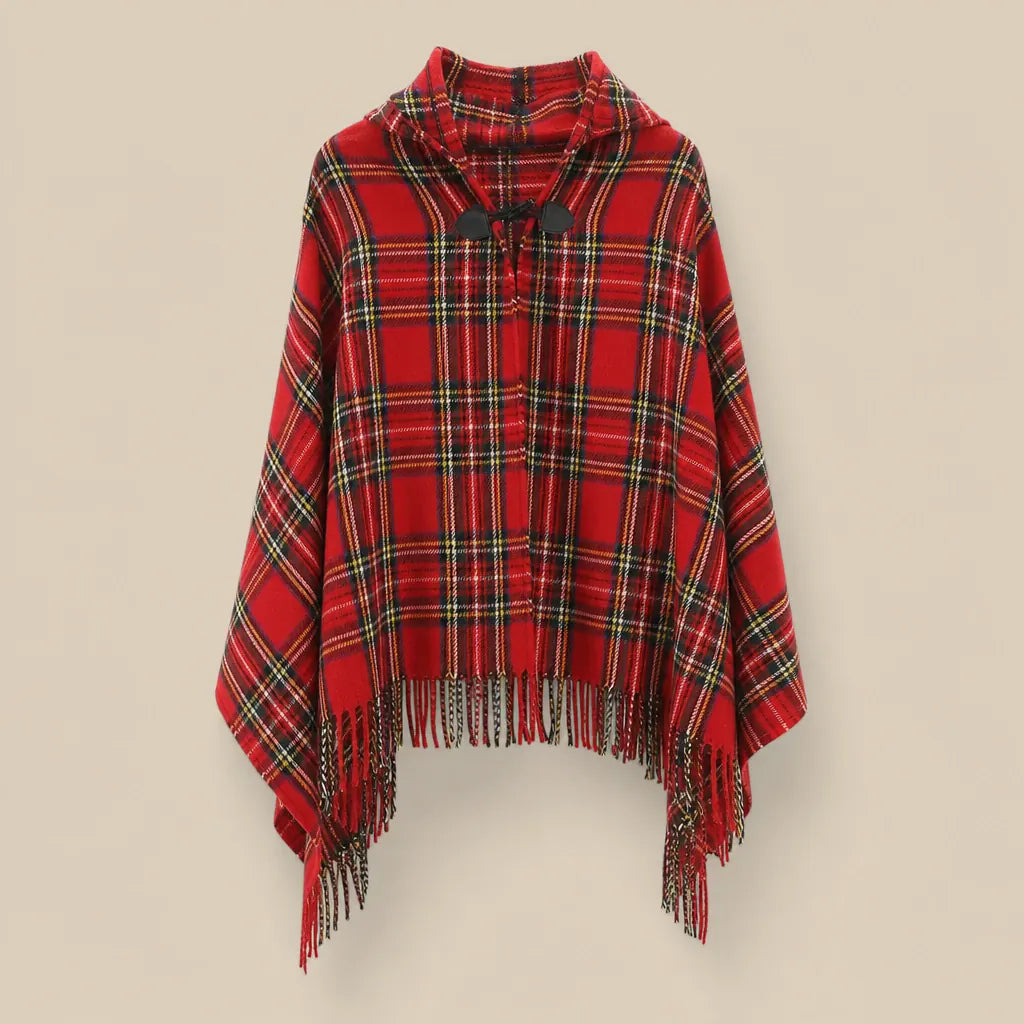 Ton poncho Poncho À Capuche Rouge Femme À Franges