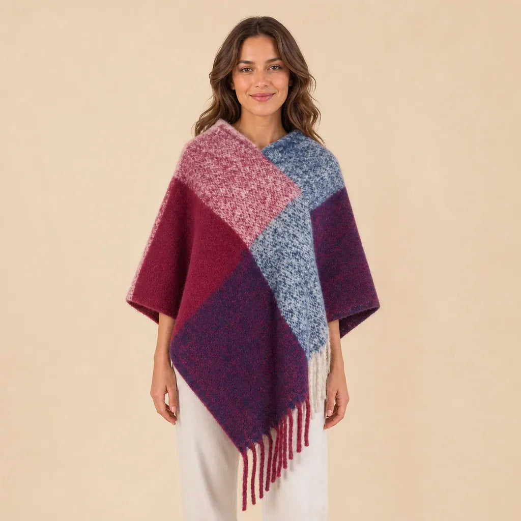 Ton poncho Poncho À Carreaux À Franges