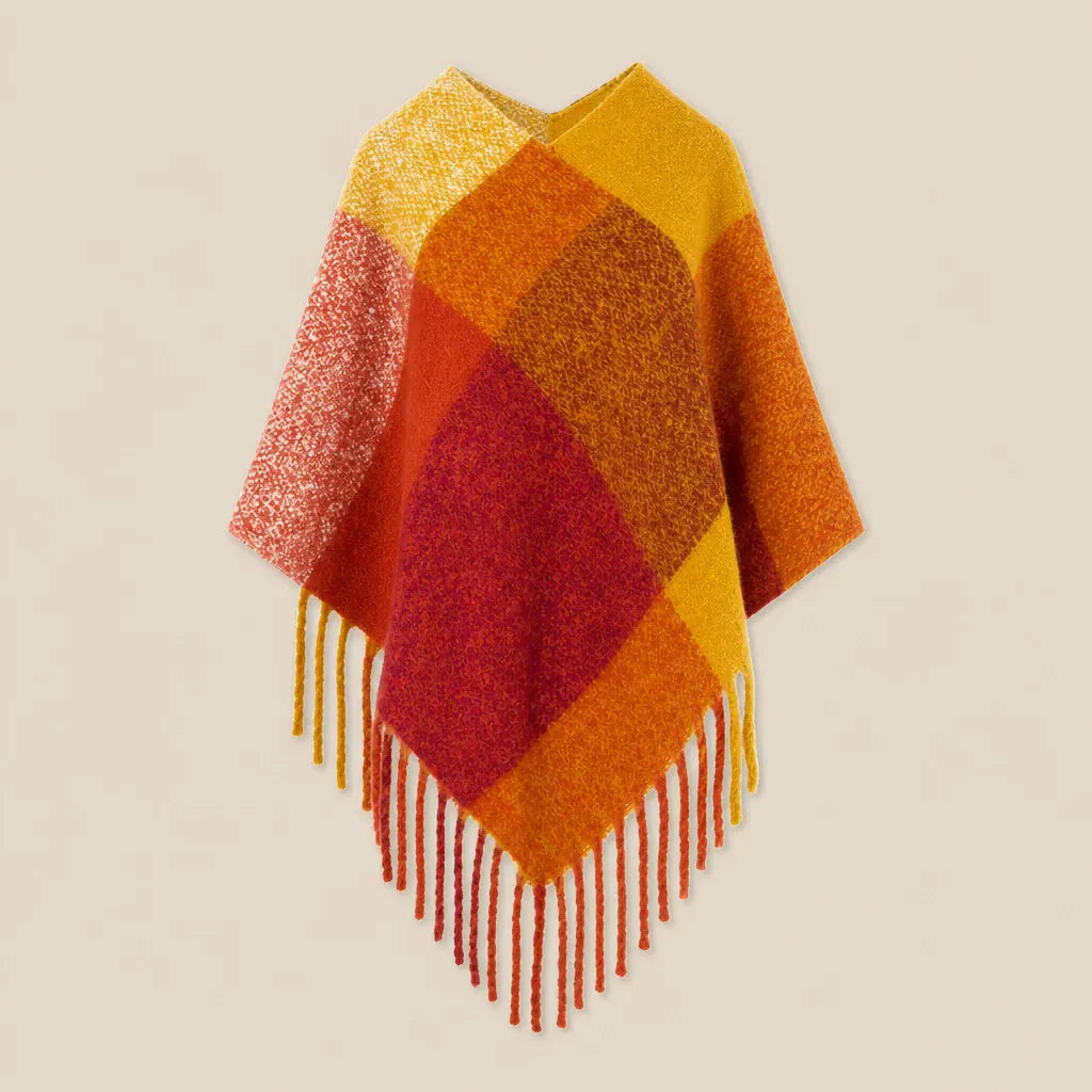Ton poncho Poncho À Carreaux À Franges