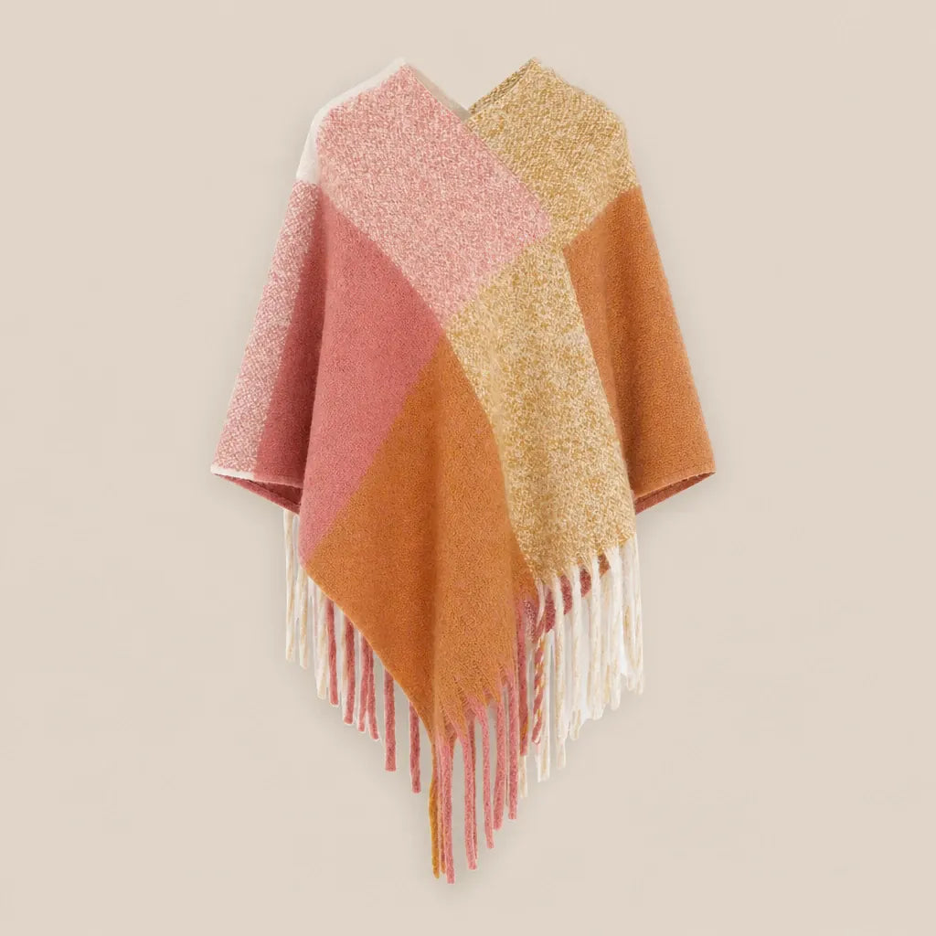 Ton poncho Poncho À Carreaux À Franges