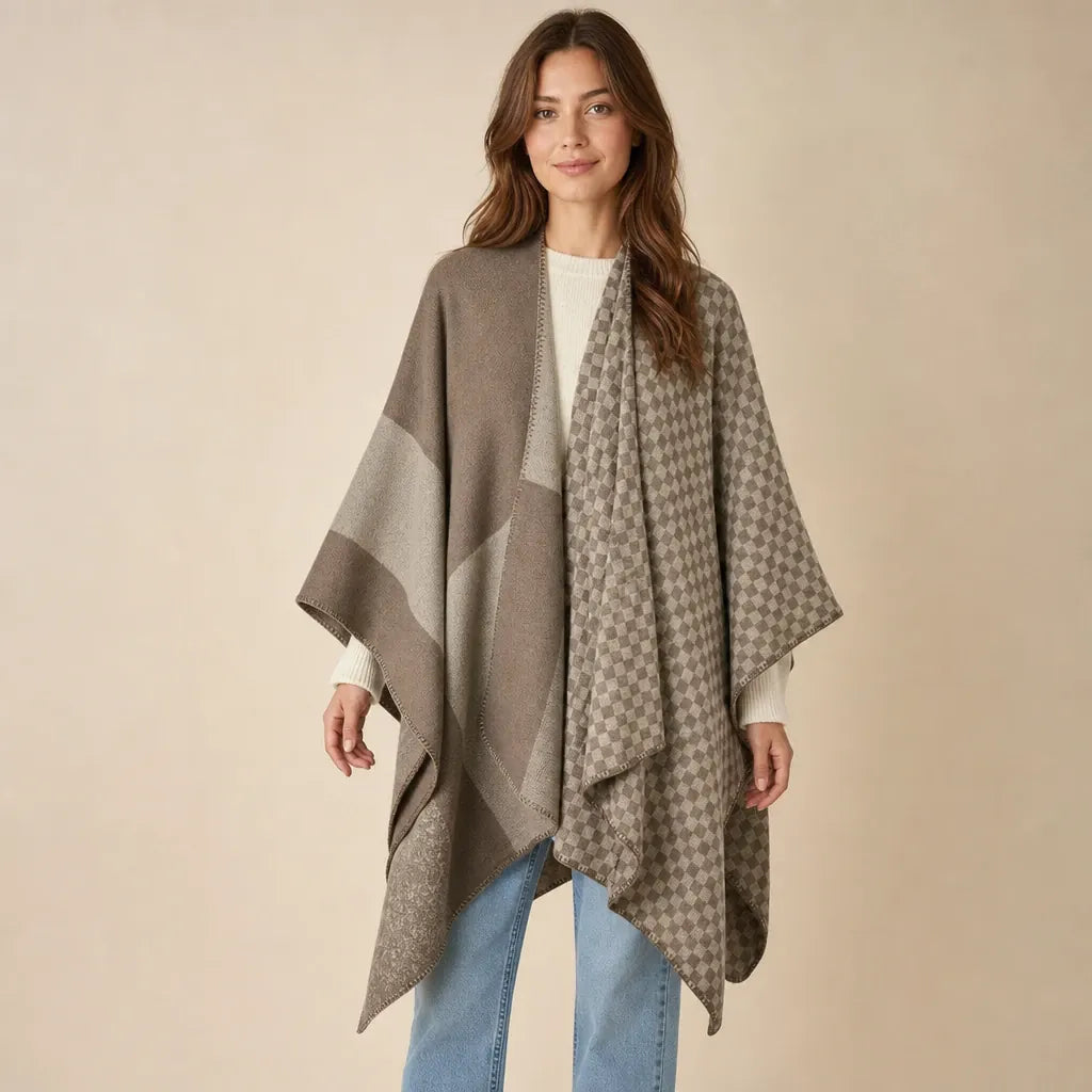 Ton poncho Poncho À Carreaux Style Cape