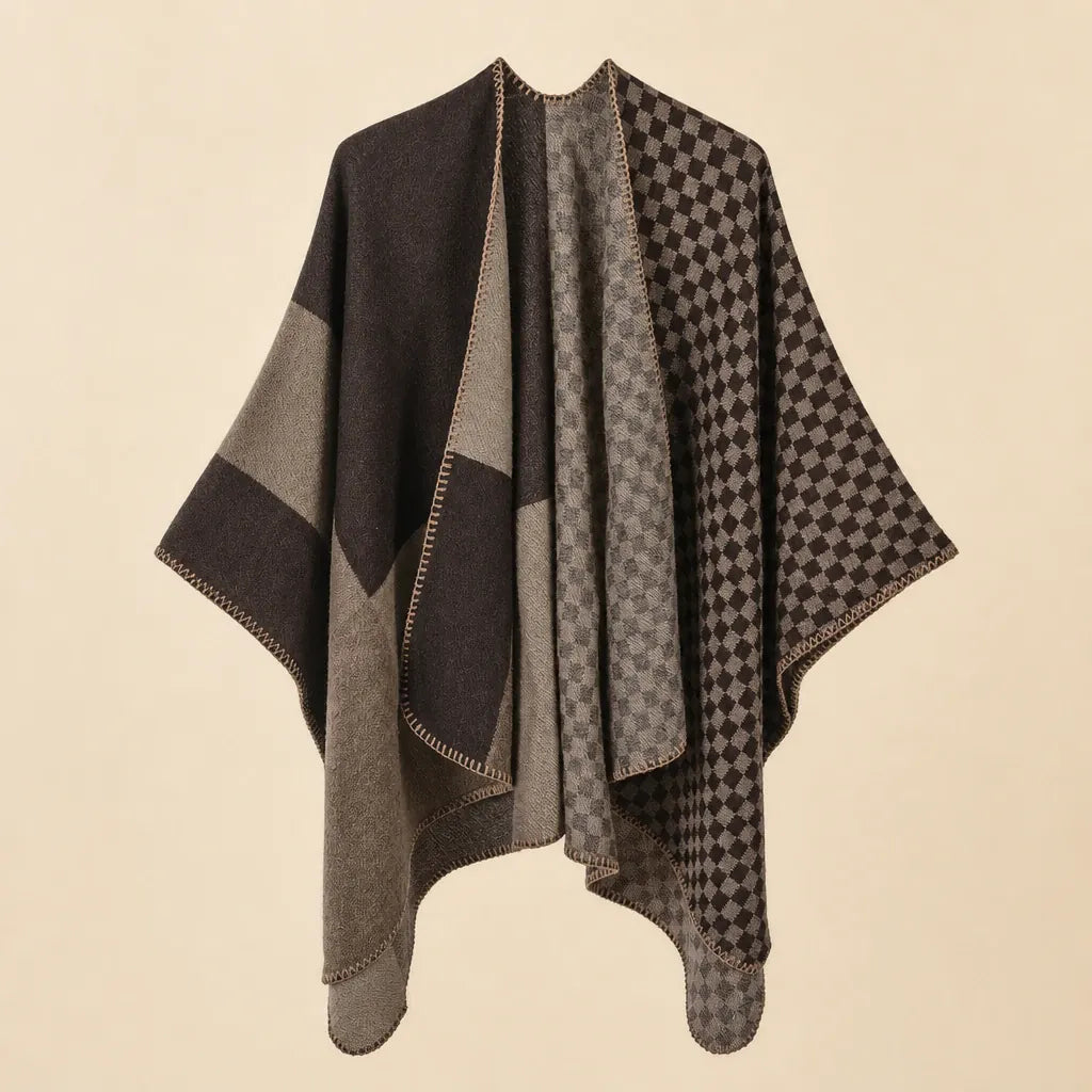 Ton poncho Poncho À Carreaux Style Cape