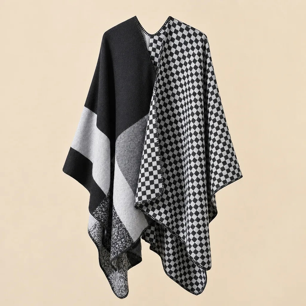 Ton poncho Poncho À Carreaux Style Cape