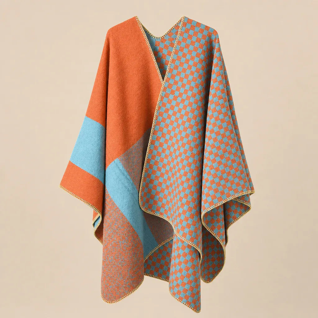 Ton poncho Poncho À Carreaux Style Cape