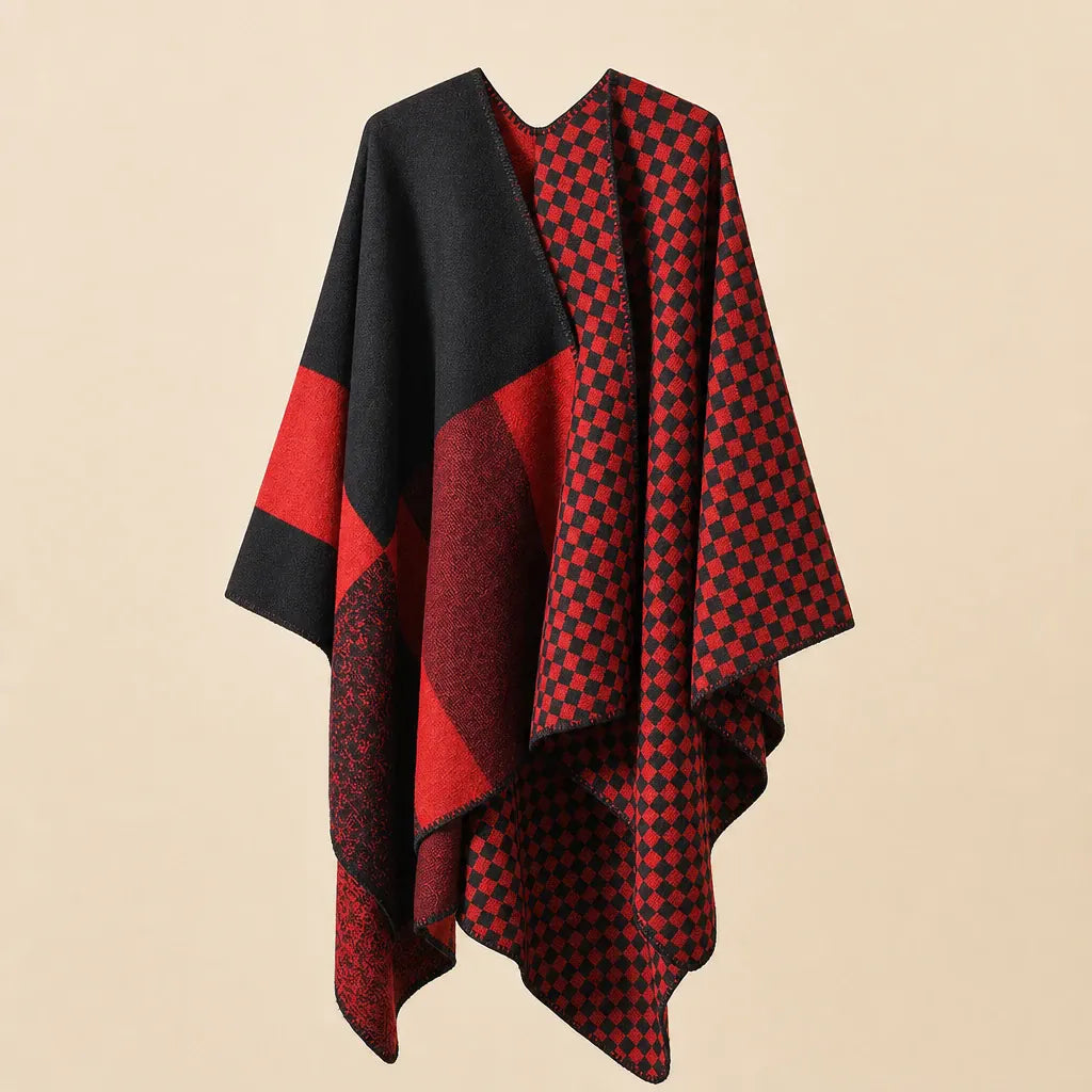 Ton poncho Poncho À Carreaux Style Cape