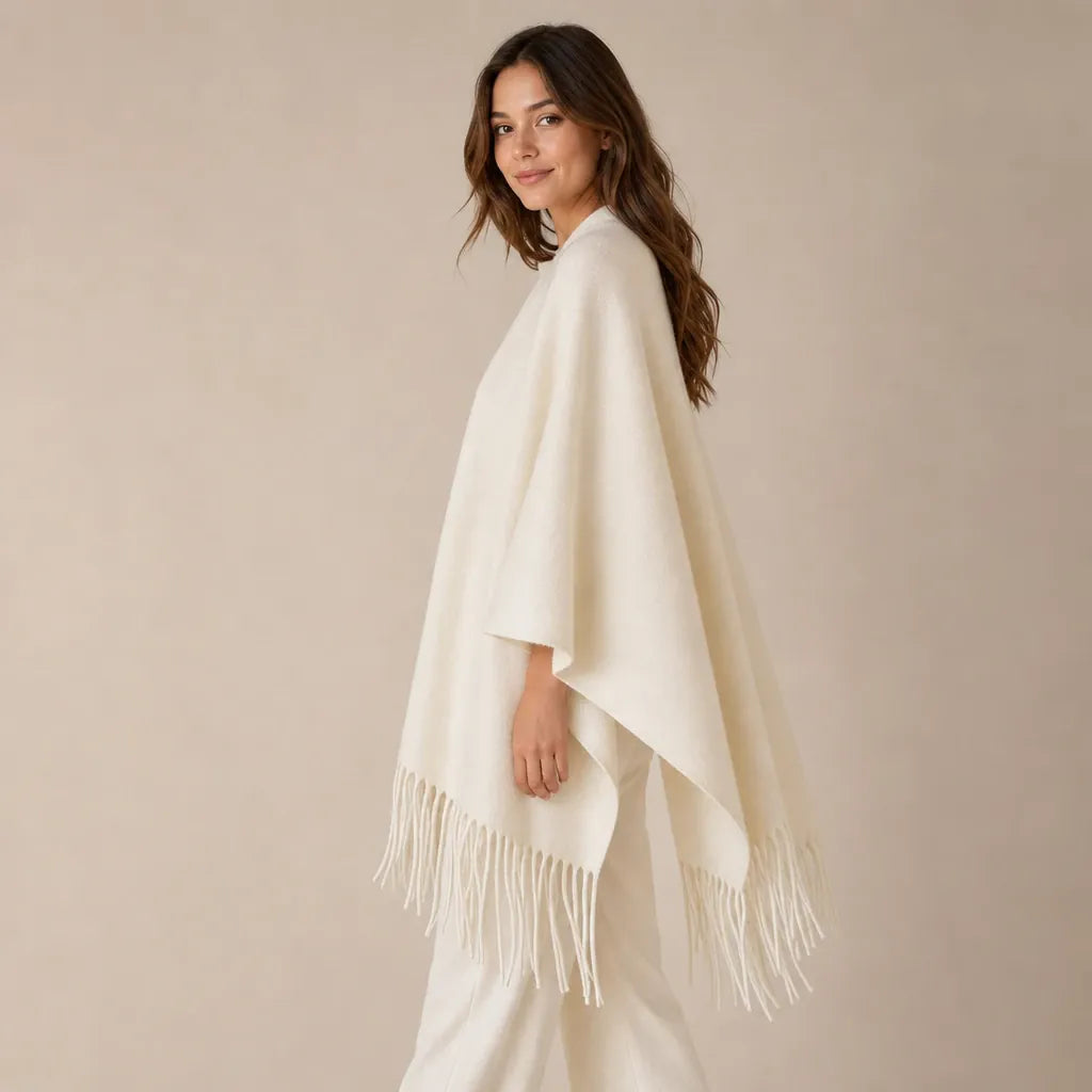 Ton poncho Poncho À Franges Crème