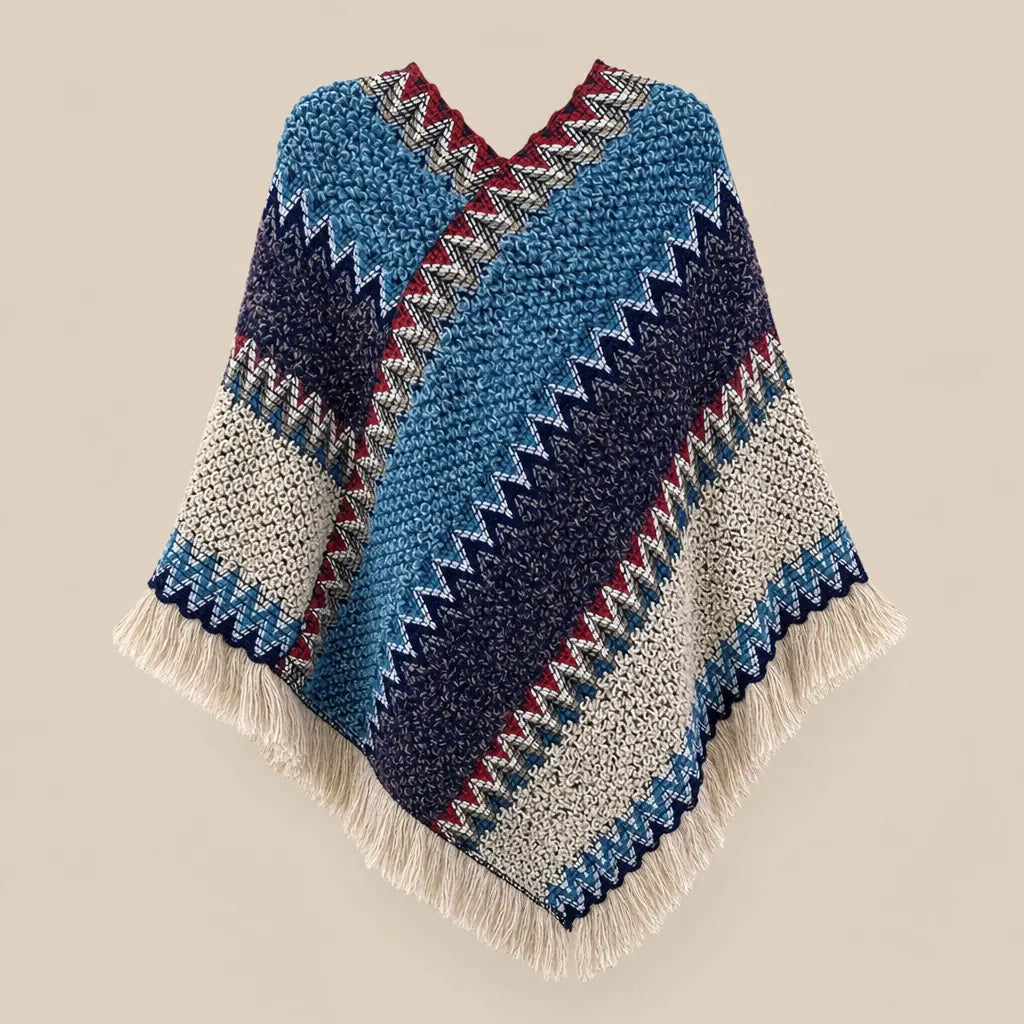 Ton poncho Poncho À Franges En Tricot