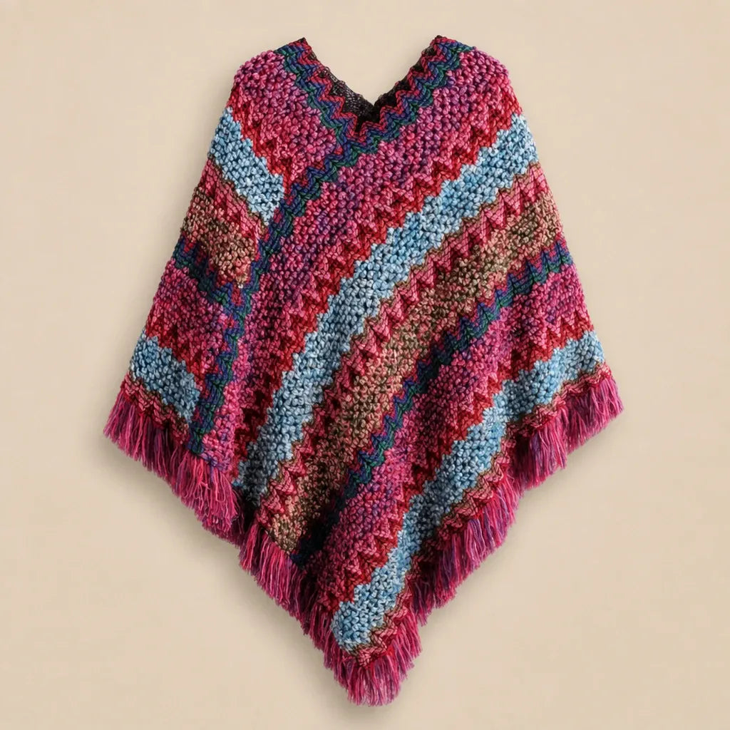 Ton poncho Poncho À Franges En Tricot