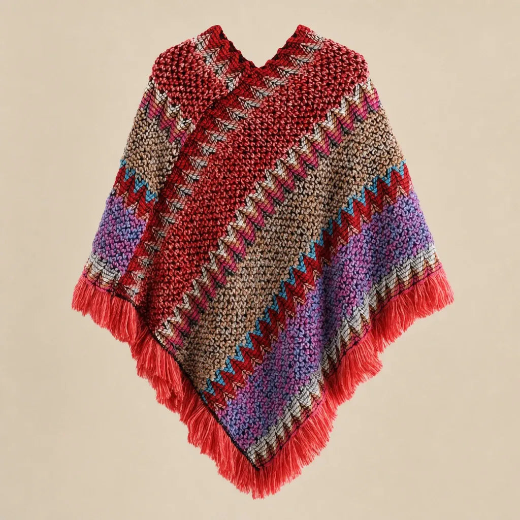 Ton poncho Poncho À Franges En Tricot