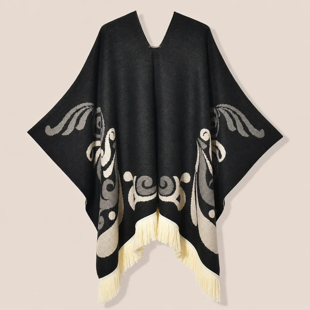 Ton poncho Poncho À Franges Jacquard Printemps