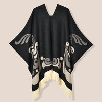 Ton poncho Poncho À Franges Jacquard Printemps